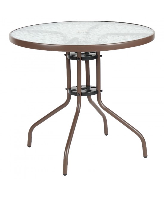 Τραπέζι Κήπου ArteLibre EARTH Καφέ Μέταλλο/Γυαλί Φ80x70cm