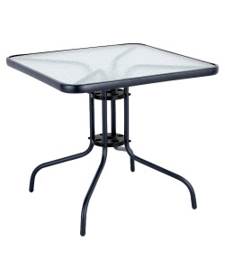 Τραπέζι Κήπου ArteLibre MARS Μαύρο Μέταλλο/Γυαλί 80x80x70cm