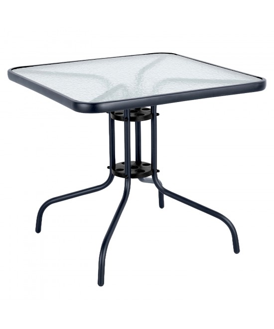 Τραπέζι Κήπου ArteLibre MARS Μαύρο Μέταλλο/Γυαλί 80x80x70cm