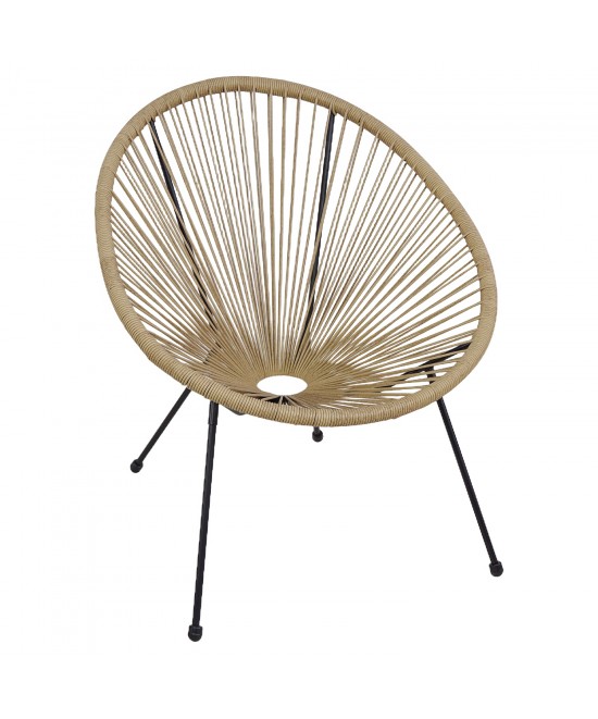 Πολυθρόνα Κήπου ArteLibre SATURN Φυσικό/Μαύρο Μέταλλο/Rattan 72x78x89cm