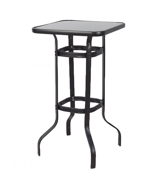 Τραπέζι Κήπου ArteLibre LYRA Μαύρο Μέταλλο/Γυαλί 70x70x100cm