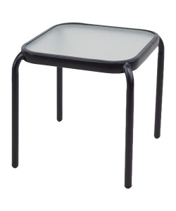 Τραπέζι Κήπου ArteLibre VEGA Μαύρο Μέταλλο/Γυαλί 40x40x43cm