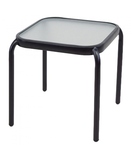 Τραπέζι Κήπου ArteLibre VEGA Μαύρο Μέταλλο/Γυαλί 40x40x43cm