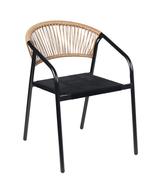 Καρέκλα Κήπου ArteLibre LUNA Φυσικό/Μαύρο Μέταλλο/Rattan 54x60x75cm