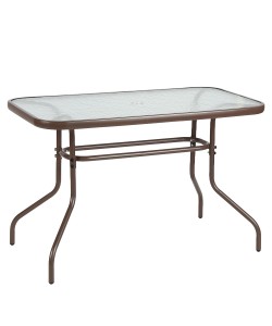 Τραπέζι Κήπου ArteLibre VULCAN Καφέ Μέταλλο/Γυαλί 110x60x70cm