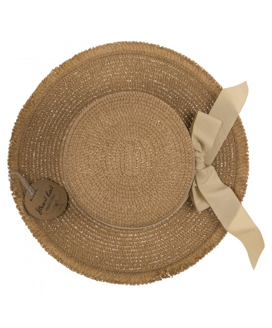 Καπέλο Ψάθινο Με Χρωματιστή Λωρίδα 98% Polyester/2% Ψάθα Μέγεθος One Size 35x35x10cm Σε 2 Χρώματα