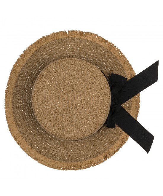Καπέλο Ψάθινο Με Χρωματιστή Λωρίδα 98% Polyester/2% Ψάθα Μέγεθος One Size 35x35x10cm Σε 2 Χρώματα