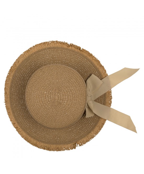 Καπέλο Ψάθινο Με Χρωματιστή Λωρίδα 98% Polyester/2% Ψάθα Μέγεθος One Size 35x35x10cm Σε 2 Χρώματα