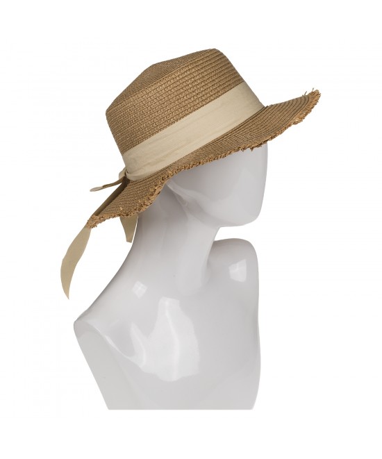 Καπέλο Ψάθινο Με Χρωματιστή Λωρίδα 98% Polyester/2% Ψάθα Μέγεθος One Size 35x35x10cm Σε 2 Χρώματα