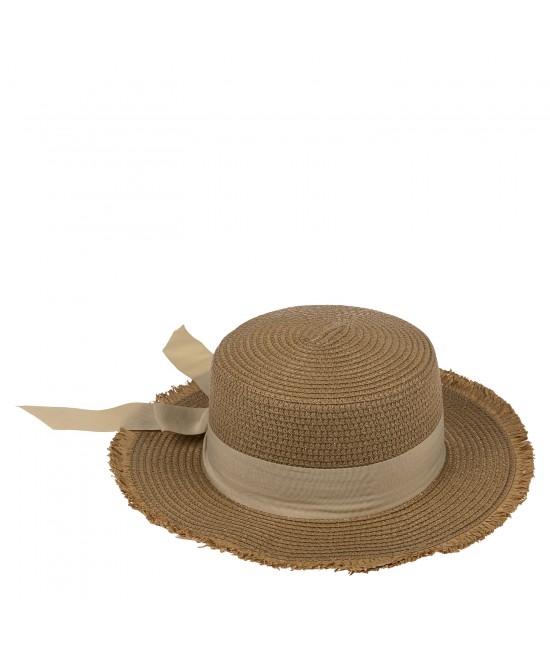 Καπέλο Ψάθινο Με Χρωματιστή Λωρίδα 98% Polyester/2% Ψάθα Μέγεθος One Size 35x35x10cm Σε 2 Χρώματα