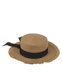 Καπέλο Ψάθινο Με Χρωματιστή Λωρίδα 98% Polyester/2% Ψάθα Μέγεθος One Size 35x35x10cm Σε 2 Χρώματα