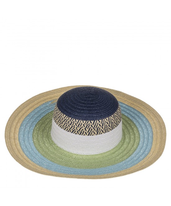 Καπέλο Ψάθινο Χρωματιστό 2% Polyester/98% Ψάθα Μέγεθος One Size 42x42x12cm Σε 2 Χρώματα