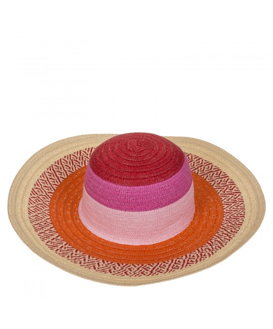 Καπέλο Ψάθινο Χρωματιστό 2% Polyester/98% Ψάθα Μέγεθος One Size 42x42x12cm Σε 2 Χρώματα