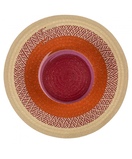 Καπέλο Ψάθινο Χρωματιστό 2% Polyester/98% Ψάθα Μέγεθος One Size 42x42x12cm Σε 2 Χρώματα