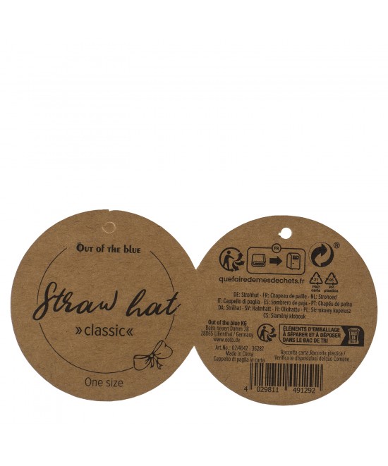 Καπέλο Ψάθινο Με Χρωματιστή Λωρίδα 98% Ψάθα/2% Polyester Μέγεθος One Size 37x37x12cm Σε 2 Χρώματα