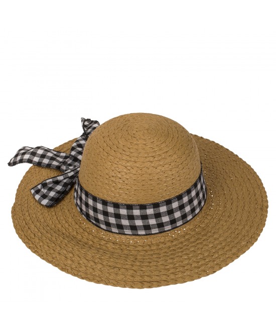 Καπέλο Ψάθινο Με Χρωματιστή Λωρίδα 98% Ψάθα/2% Polyester Μέγεθος One Size 37x37x12cm Σε 2 Χρώματα