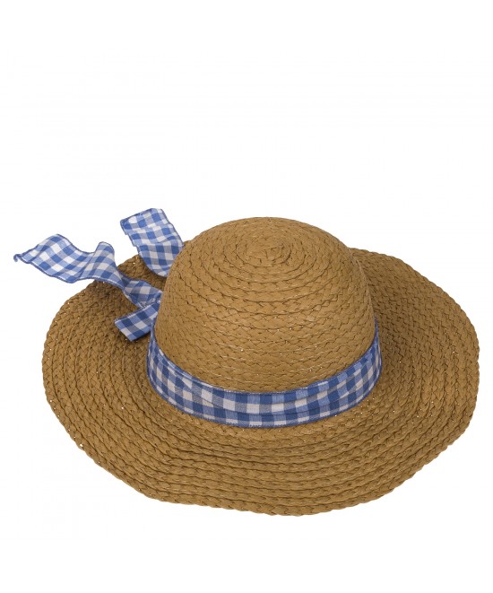 Καπέλο Ψάθινο Με Χρωματιστή Λωρίδα 98% Ψάθα/2% Polyester Μέγεθος One Size 37x37x12cm Σε 2 Χρώματα