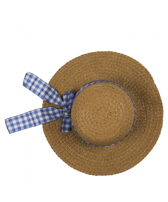 Καπέλο Ψάθινο Με Χρωματιστή Λωρίδα 98% Ψάθα/2% Polyester Μέγεθος One Size 37x37x12cm Σε 2 Χρώματα