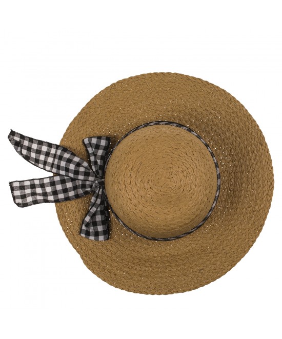 Καπέλο Ψάθινο Με Χρωματιστή Λωρίδα 98% Ψάθα/2% Polyester Μέγεθος One Size 37x37x12cm Σε 2 Χρώματα