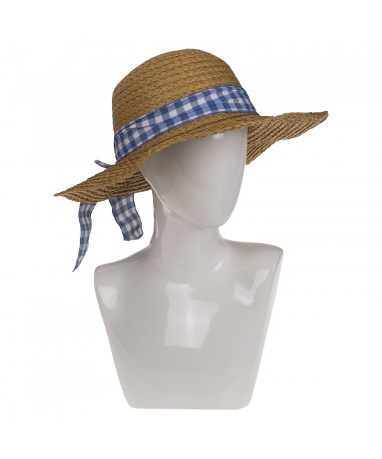 Καπέλο Ψάθινο Με Χρωματιστή Λωρίδα 98% Ψάθα/2% Polyester Μέγεθος One Size 37x37x12cm Σε 2 Χρώματα