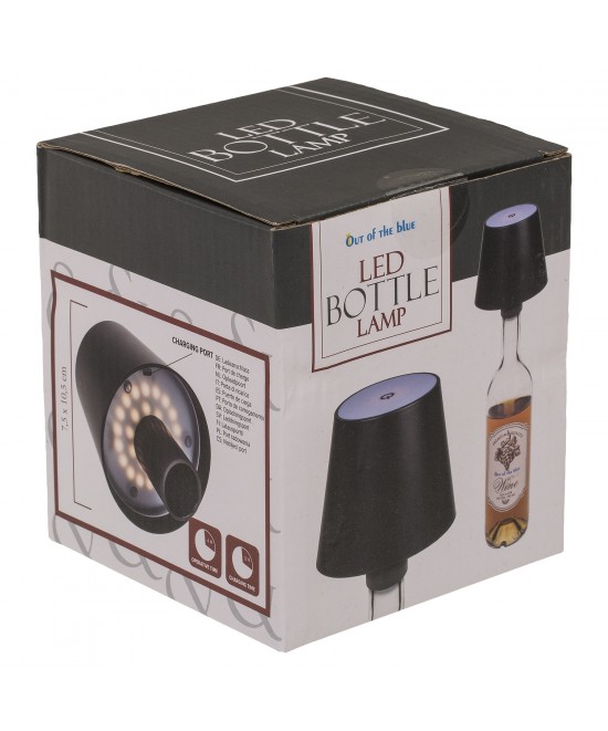 Επιτραπέζιο Φωτιστικό LED Φορητό Για Μπουκάλι Μαύρο Πλαστικό 11x10.5cm
