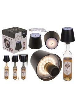 Επιτραπέζιο Φωτιστικό LED Φορητό Για Μπουκάλι Μαύρο Πλαστικό 11x10.5cm