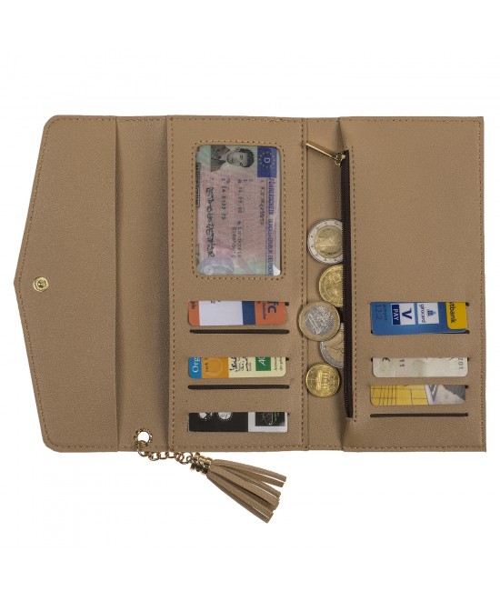 Πορτοφόλι Με Θήκη Με Φερμουάρ Δερματίνη 19x9.5cm Σε 4 Χρώματα
