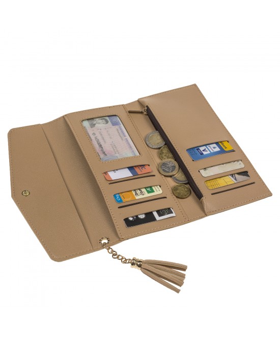 Πορτοφόλι Με Θήκη Με Φερμουάρ Δερματίνη 19x9.5cm Σε 4 Χρώματα