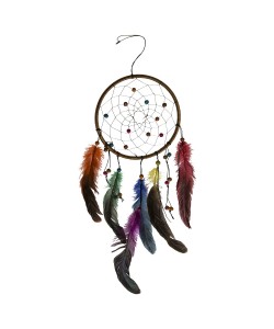 Διακοσμητικό Τοίχου Ονειροπαγίδα Με Φτερά Και Πέρλες 16x30cm