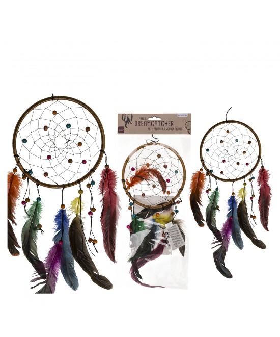 Διακοσμητικό Τοίχου Ονειροπαγίδα Με Φτερά Και Πέρλες 16x30cm