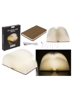 Λάμπα LED Ατμόσφαιρας Επιτραπέζια Βιβλίο Με Εξώφυλλο Δερματίνης Επαναφορτιζόμενη Καφέ 17x13cm