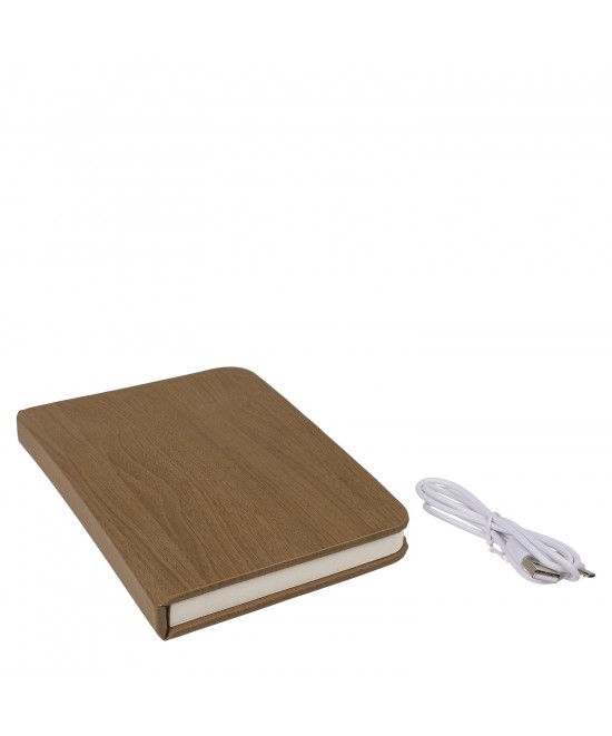 Λάμπα LED Ατμόσφαιρας Επιτραπέζια Βιβλίο Με Εξώφυλλο Δερματίνης Επαναφορτιζόμενη Καφέ 17x13cm