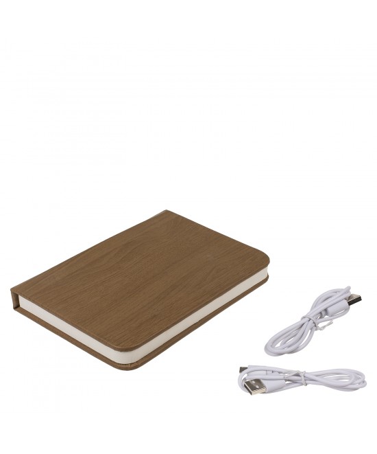 Λάμπα LED Ατμόσφαιρας Επιτραπέζια Βιβλίο Με Εξώφυλλο Δερματίνης Επαναφορτιζόμενη Καφέ 17x13cm