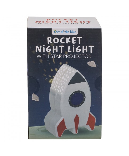Λάμπα Νυχτός Πύραυλος Με Προτζέκτορα Αστεριών Μπαταρίας Πλαστικό 15cm