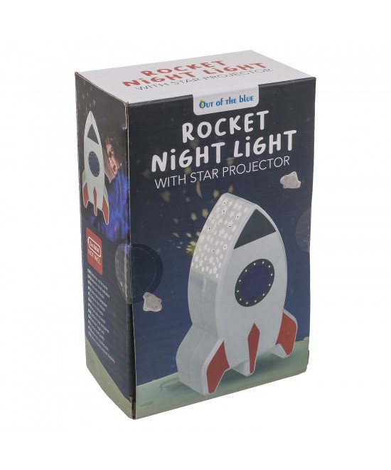 Λάμπα Νυχτός Πύραυλος Με Προτζέκτορα Αστεριών Μπαταρίας Πλαστικό 15cm