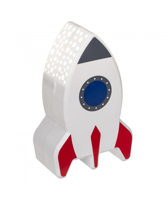 Λάμπα Νυχτός Πύραυλος Με Προτζέκτορα Αστεριών Μπαταρίας Πλαστικό 15cm