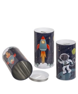 Κουμπαράς Διάστημα Με Αποσπώμενο Καπάκι Μέταλλο 15.5x8cm Σε 2 Σχέδια