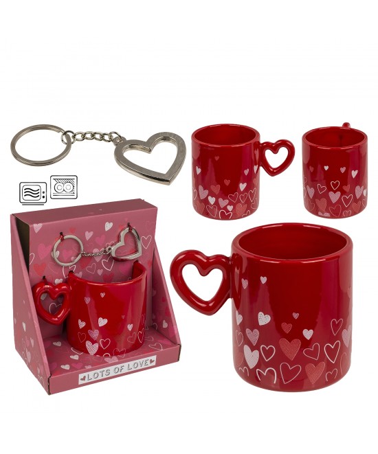 Σετ Δώρου ‘Love’ Με Κεραμική Κούπα 380ml Και Μεταλλικό Μπρελόκ 2Τμχ