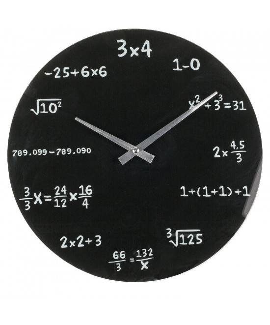 Ρολόι Τοίχου Με Μαθηματικές Εξισώσεις Μαύρο Φ35cm