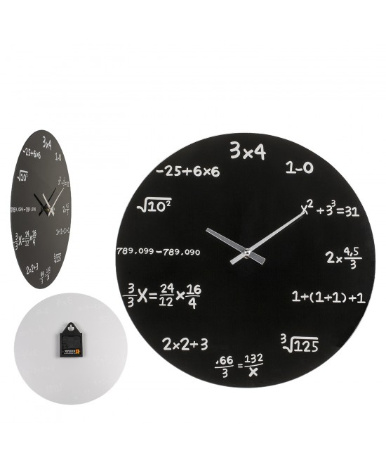 Ρολόι Τοίχου Με Μαθηματικές Εξισώσεις Μαύρο Φ35cm