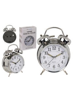 Ρολόι Επιτραπέζιο Με Ξυπνητήρι Ασημί Μέταλλο 17x11cm
