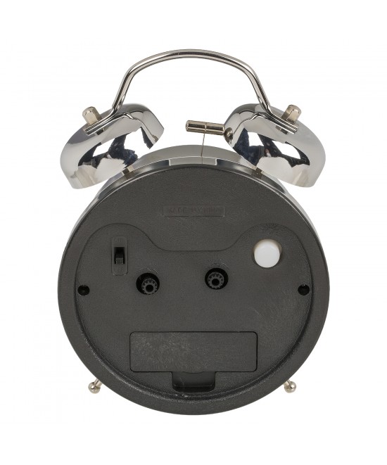 Ρολόι Επιτραπέζιο Με Ξυπνητήρι Ασημί Μέταλλο 17x11cm