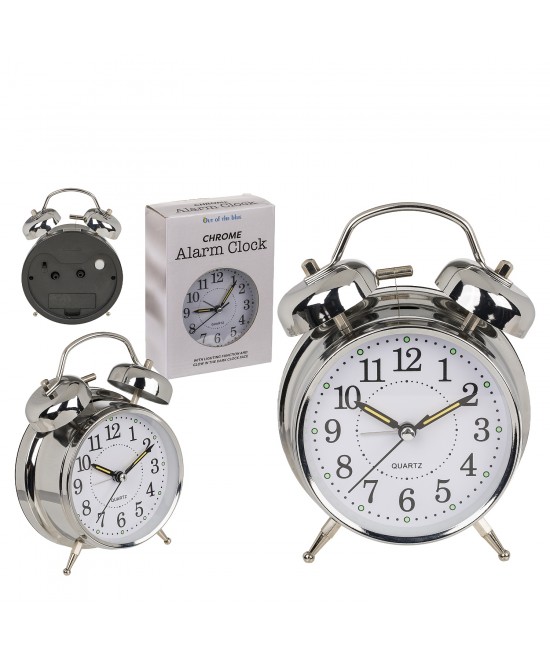 Ρολόι Επιτραπέζιο Με Ξυπνητήρι Ασημί Μέταλλο 17x11cm