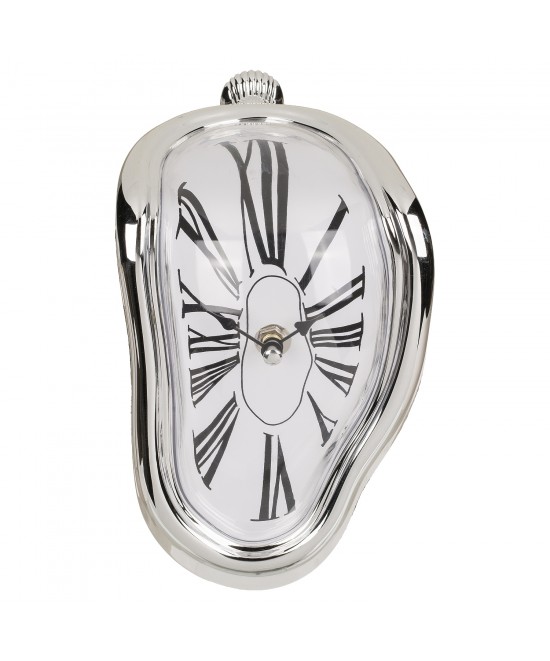 Ρολόι Επιτραπέζιο Χρόνος Που Λιώνει Ασημί Πλαστικό 18x13cm