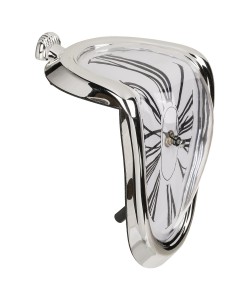 Ρολόι Επιτραπέζιο Χρόνος Που Λιώνει Ασημί Πλαστικό 18x13cm