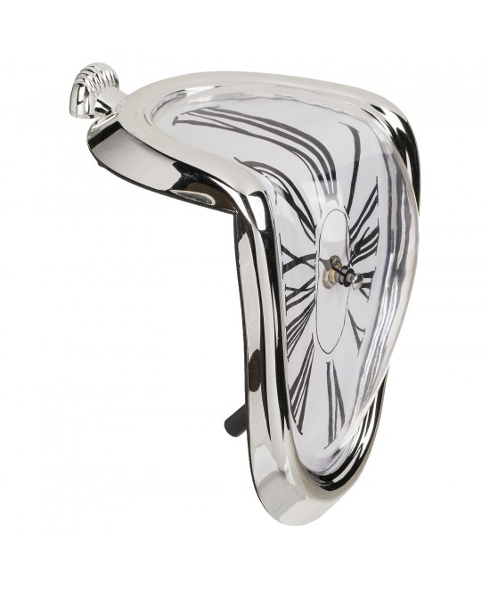 Ρολόι Επιτραπέζιο Χρόνος Που Λιώνει Ασημί Πλαστικό 18x13cm