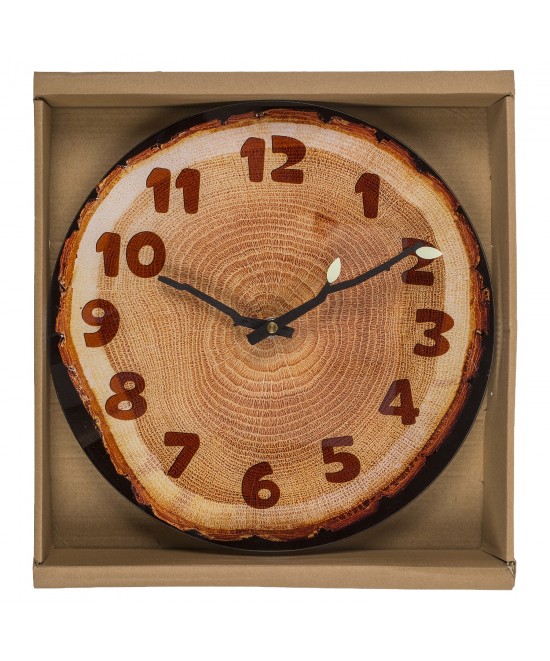 Ρολόι Τοίχου Κορμός Δέντρου Καφέ Πλαστικό 27x30x4cm
