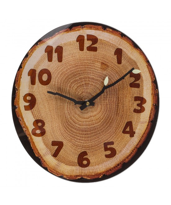 Ρολόι Τοίχου Κορμός Δέντρου Καφέ Πλαστικό 27x30x4cm