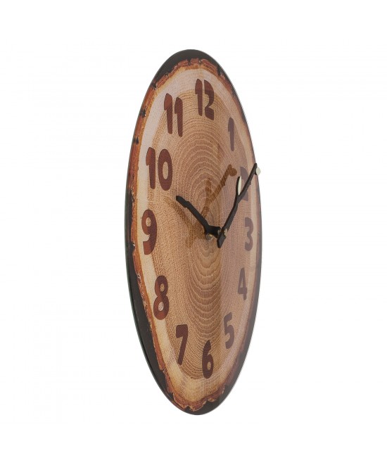 Ρολόι Τοίχου Κορμός Δέντρου Καφέ Πλαστικό 27x30x4cm