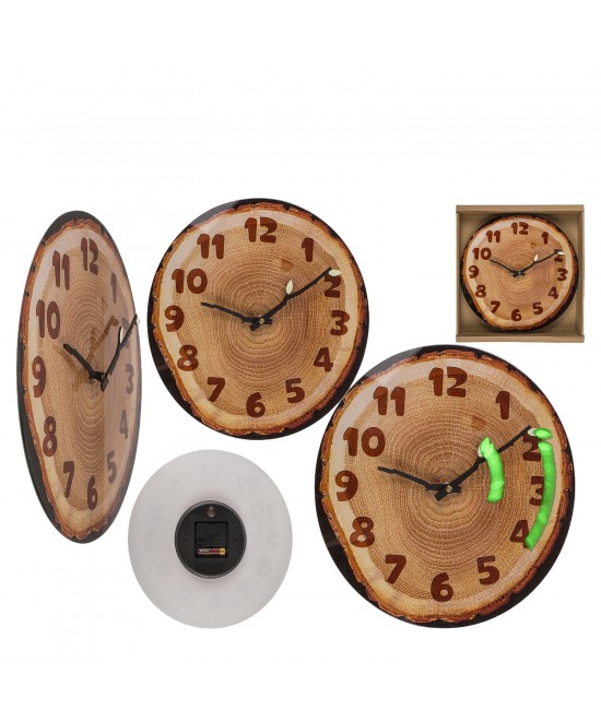 Ρολόι Τοίχου Κορμός Δέντρου Καφέ Πλαστικό 27x30x4cm